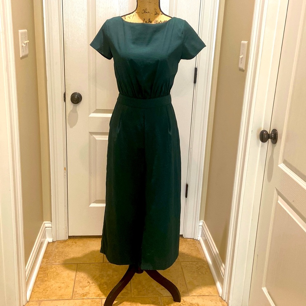 Forest green wide-leg romper, onesie